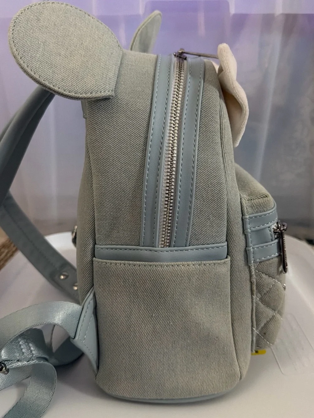 Loungefly Kids Mini Backpack in Light Gray with Bow